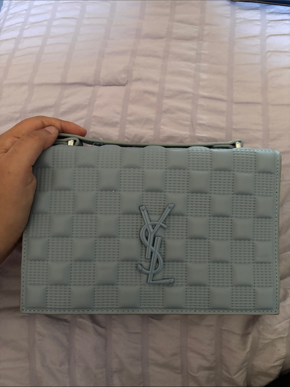 Saint Laurent Powder Blue Quilted Chain Shoulder Bag